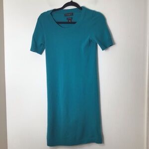 Banana Republic cashmere dress midi knit turquoise xs short sleeve